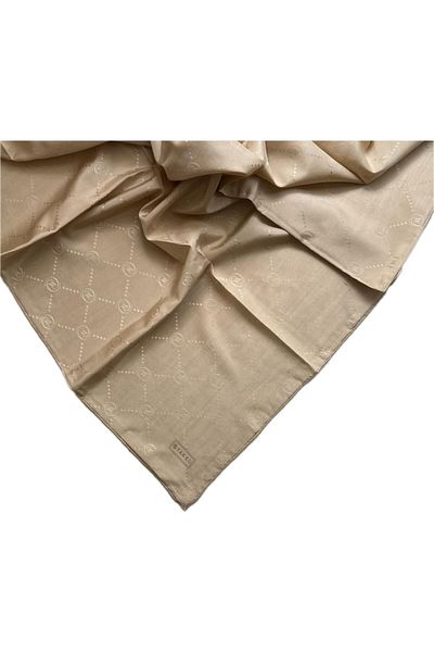 Vakko Φουλάρι Cotton Silk Monogram 3001126-κρέμα