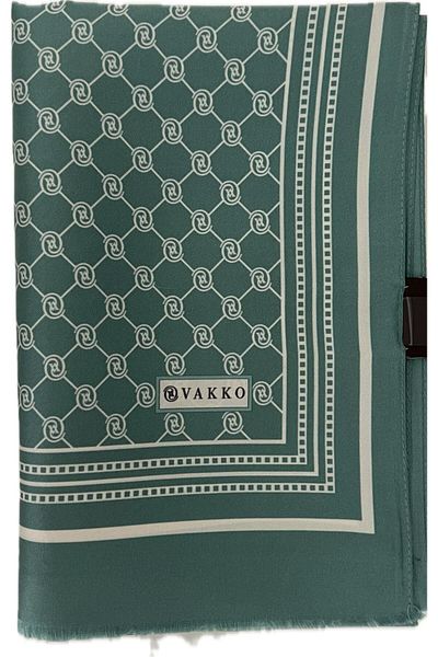 Vakko Şal de mătase Monogram Tivil 300088 -verde Bej