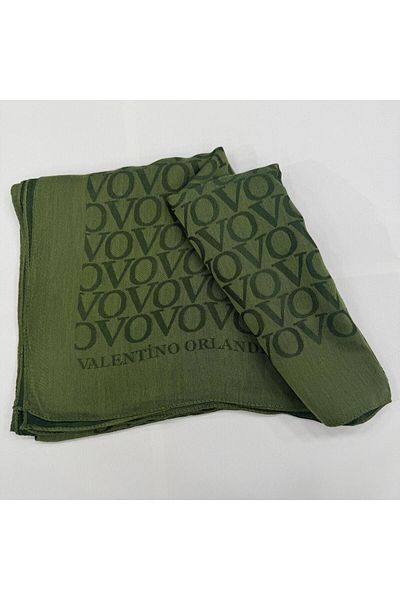 Valentino Orlandi Şal cu monogramă jacquard 27042025 -verde smarald