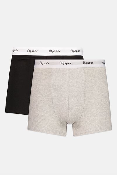 Algspar Men 2 Pieces Brand Logo Boxer, Grey/black