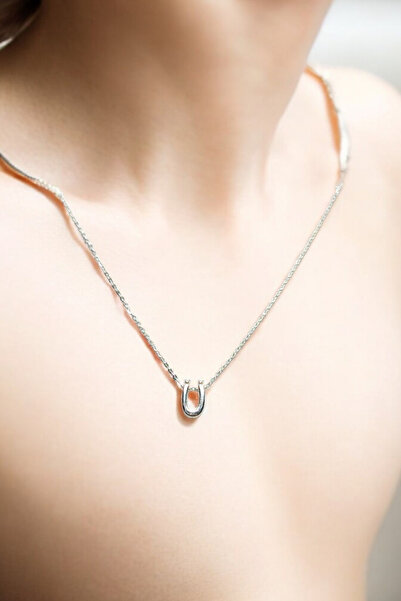 Atolyezone Ü Harfi Tasarım 925 Ayar Gümüş Kaplama Harfli Kolye Isimli Kişiye Özel Kolye Hediye Paketli Kutulu