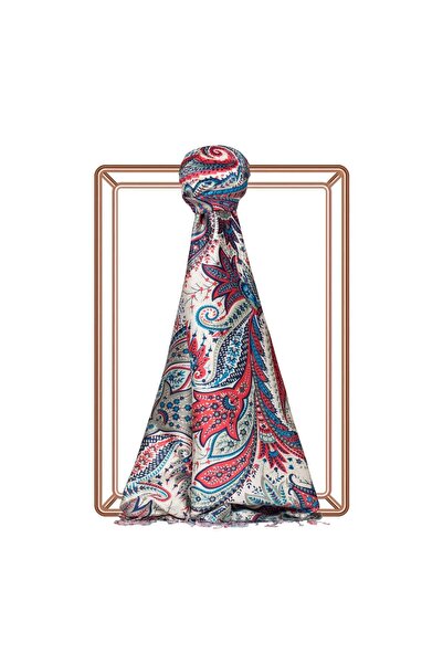 ipekevi Μεταξωτό σάλι με σχέδιο Paisley 06572-Τιρκουάζ