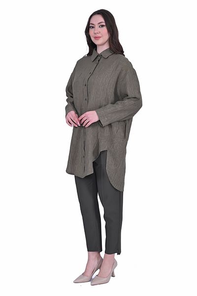 Invee INVEE 7017 - Cămașă modal kaki cu model