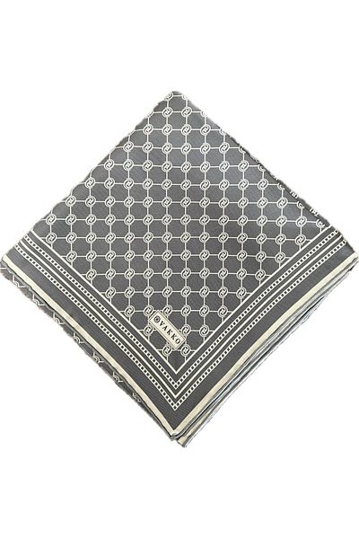 Vakko Μονόγραμμα Tivil Silk Scarf 30008898-γκρι εκρού