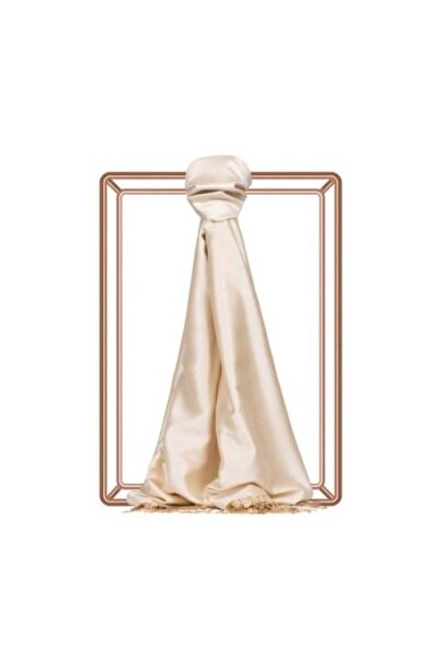 ipekevi Șal din mătase de culoare uni, cu două fețe, 00927-Crem