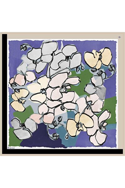 Armine Purple Patterned Tivil Silk Scarf 8914-52