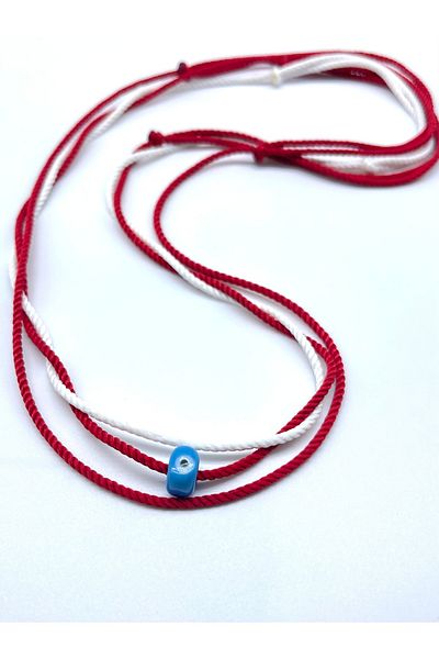 Concept HuBuTU 3Pcs Red White Red Twisted Rope Murano Evil Eye Beaded Necklace Set