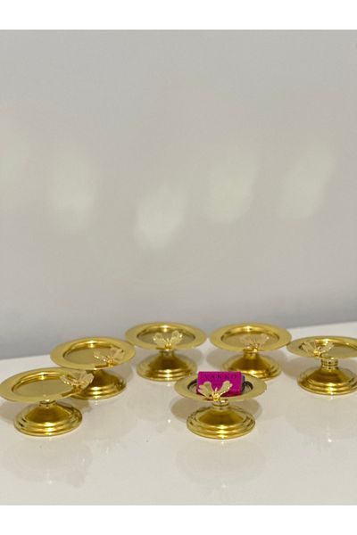 USD HOME Luxury Coffee Side Turkish Delight Bowl with 6 Gold Butterfly Accessories