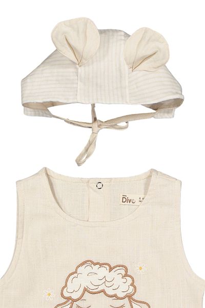 Divonette Baby Girl Cotton Muslin Jumpsuit with Snap Fasteners - Baby Clothing