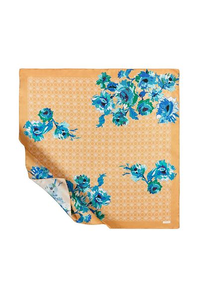 ipekevi Μονόγραμμα Tivil Silk Scarf - Peony 01205-χρυσό