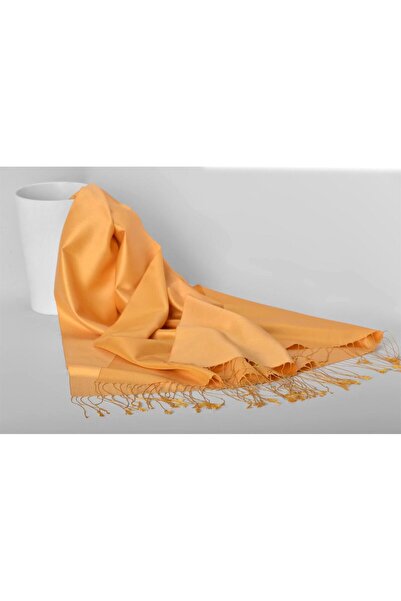 ARMANDA Șal din mătase de culoare uni, cu două fețe, 3011-Mango