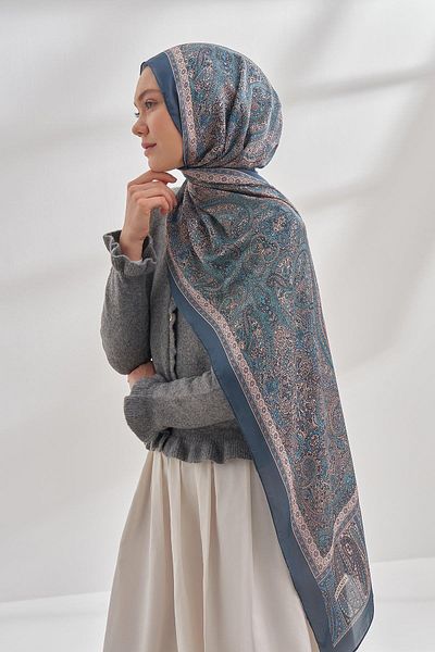 ARMANDA Σάλι Etro Pattern 6036-σκούρο μπλε-τιρκουάζ