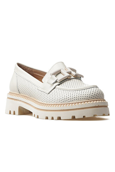 Venüs Women's Genuine Leather Buckle Detailed Casual Shoes 25Y 2411530 Y Z Beige