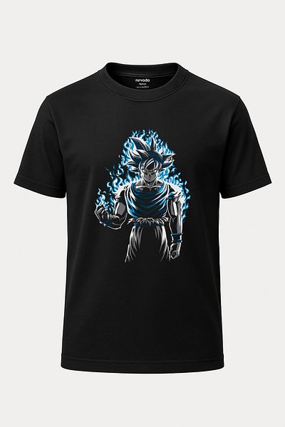 nirvoda Vegeta Dragon Ball Printed Loose Fit Crew Deck Tricou Unisex Anime Manga Negru