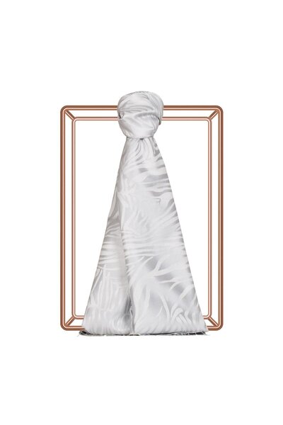 ipekevi Μεταξωτό σάλι με σχέδιο ζέβρα 05139-Λευκό πάγο