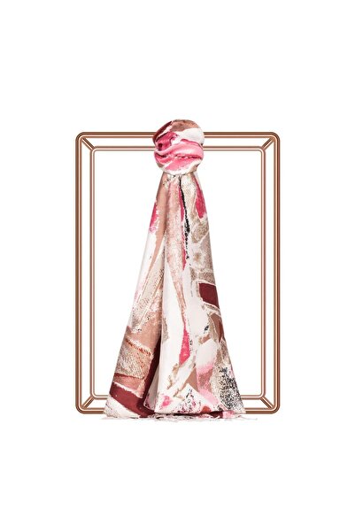 ipekevi شال حرير منقوش بنمط التراب الغريني 7264 - بني كريمي