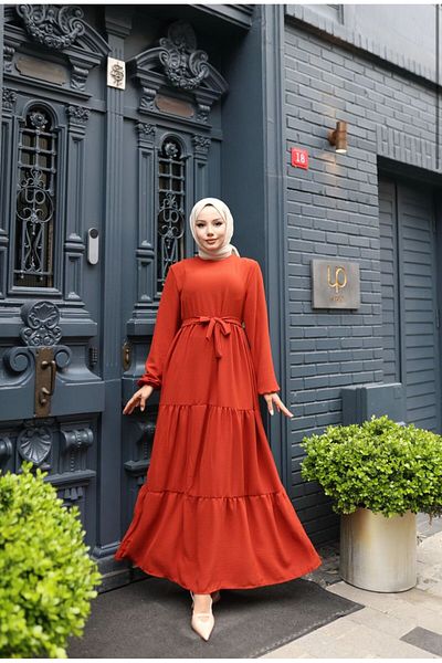ECESSAMODAM Φόρεμα Hijab με ζώνη πολλαπλών στρώσεων