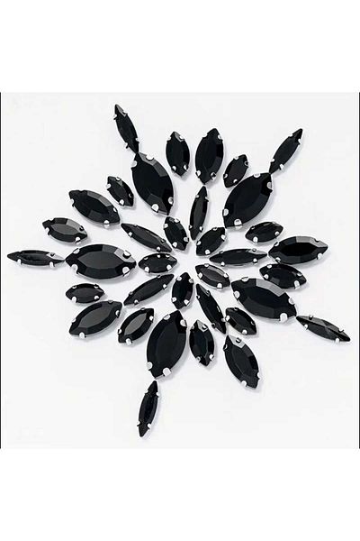 yiğit aksesuar 4 Size 50 Pieces Black Shuttle Case Strut Glass Stone