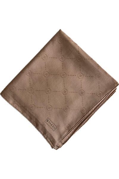 Vakko Φουλάρι Cotton Silk Monogram 3001126-ανοιχτό καφέ