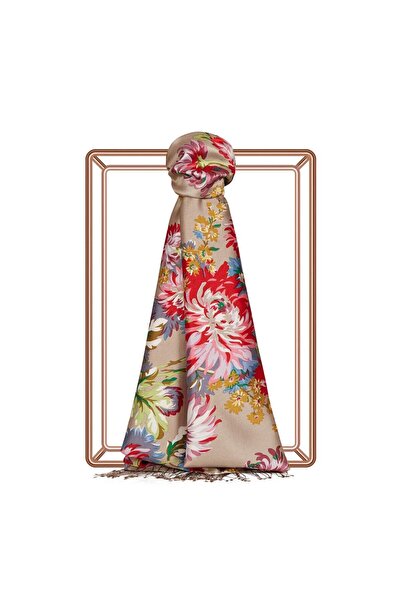 ipekevi شال حرير منقوش بنقشة الأقحوان 04216-مينك