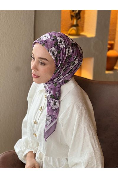 Modakaşmir Petunia Pattern Cotton Scarf