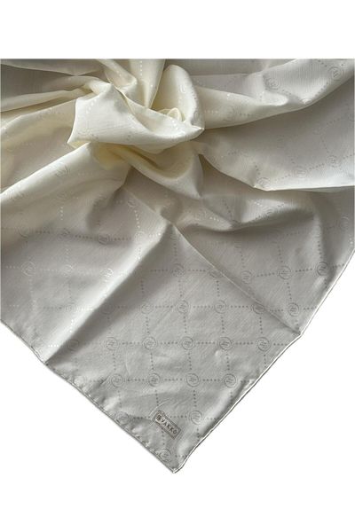 Vakko Φουλάρι Cotton Silk Monogram 3001126-σπασμένο λευκό