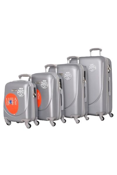 OEM Set Valize, Perfect line, ABS, 73 x 32 x 47 cm, Extender, 4 buc, Argintiu