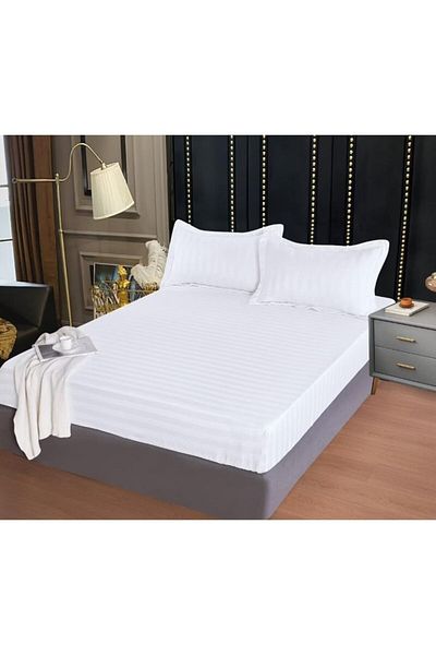 OEM Bed cover with 2 pillowcases, Primavara, Damask, Plain, 160x200cm, White