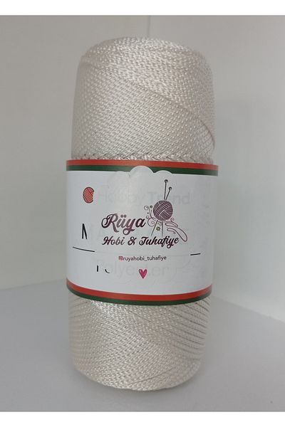 rüya hobi 200 γραμμάρια Νο 4 Polyester Macrame- Bag- Supla- Runner String (Κωδικός χρώματος: 010 Bright Cream
