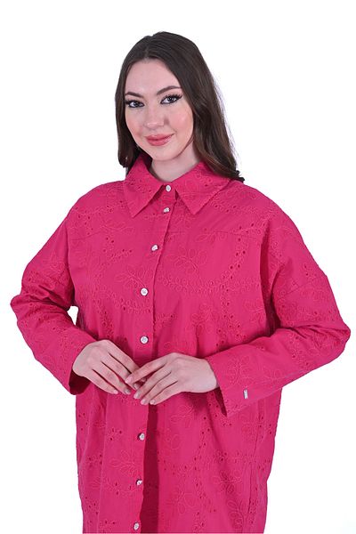 Invee INVEE 7019 - Cămașă fucsia cu găuri