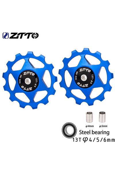 Choice 2pcs 13T Blue ZTTO MTB Bicycle Rear Derailleur Jockey Wheel 11T 13T Steel Bearing Pulley AL7075 CNC