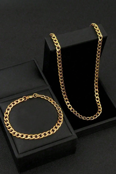 The Collection Paslanmaz Garantili Gurmet Gold Çelik Kolye Ve Bileklik Seti