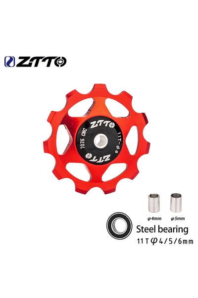 Choice 1pcs 11T Red ZTTO MTB Bicycle Rear Derailleur Jockey Wheel 11T 13T Steel Bearing Pulley AL7075 CNC R