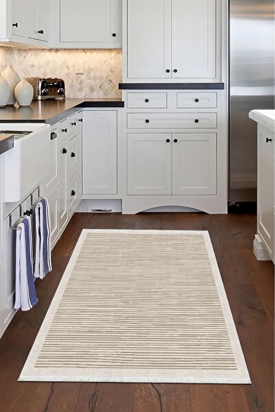 CENTER AVM Bej, Halı Mutfak Halısı Makinede Yıkanabilir Halı Kaymaz Taban Mutfak Halısı