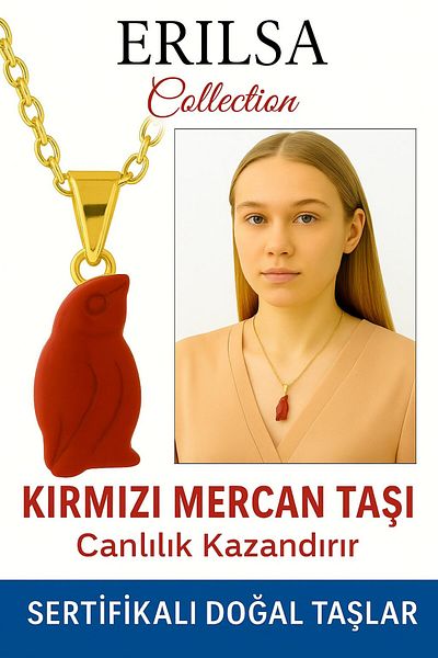 Erilsa Certified Penguin Model Red Coral Necklace – Loyalty, Energy and Courage Stone