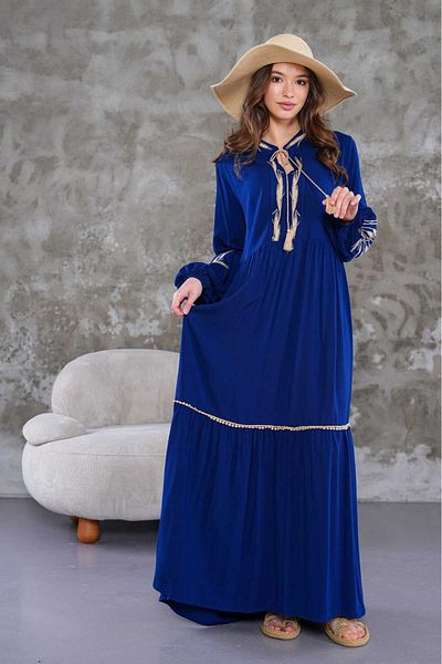 My Blog Navy Blue Virgo Embroidered Dress - 2048