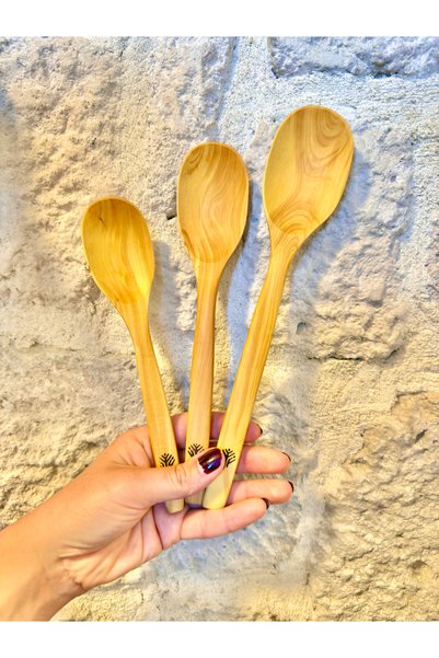 Woodcraft Collection Handmade 3 Piece Boxwood Luks (Water Resistant) Boxwood Spoon, Wooden Spoon Kitchen Set