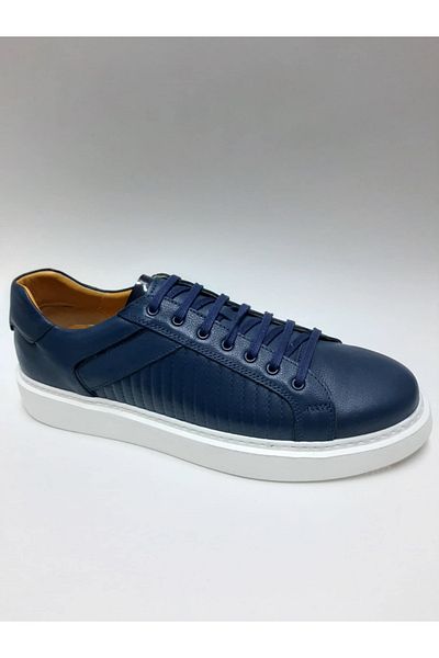 Luis Figo Lui̇s Fi̇go Genuine Leather Laced Navy Blue Large Size (45-46 ...48) Men's Shoes