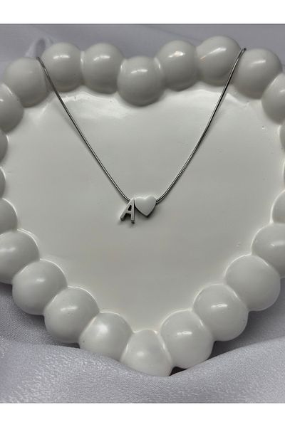 HADRA ACCESSORİES Stainless Steel Heart Figured Minimalist Dainty Letter Necklace