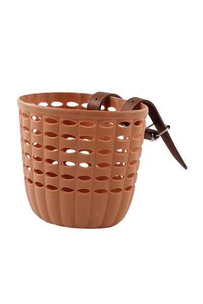Choice brown Kids Bike Basket Durable Storage Basket with Adjustable PU Straps Handlebar Basket for Childre