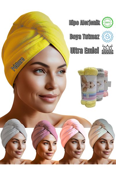 pellure Microfiber Hair Drying Dye Towel Beach Pool Cap Dye Resistant Magic Towel