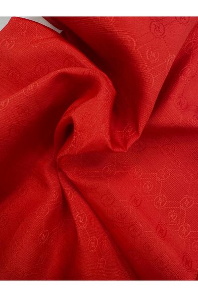 Vakko Cotton Silk Monogram Shawl 40752-Red