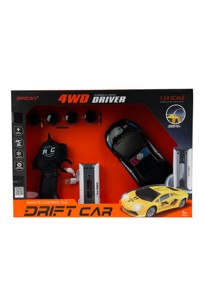 MEGA Şarj İstasyonlu Uzaktan Kumandalı Drift Siyah Araba