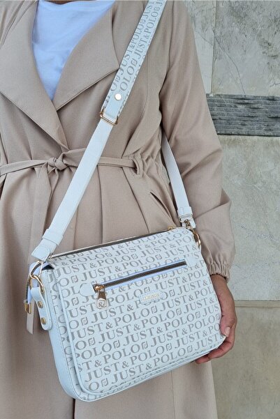 Just Polo JP Kedın White 5 Compartment Bag Wallet Set Tm1040