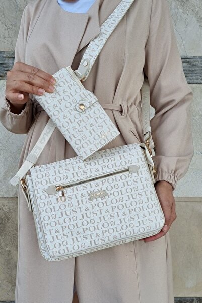 Just Polo JP مجموعة محفظة نسائية كريمية مكونة من 8 أقسام Tm1040