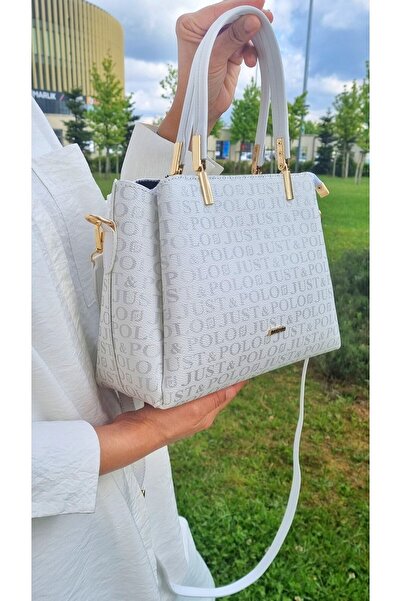 Just Polo JP Geantă de mână și de umăr albă cu 5 compartimente pentru femei