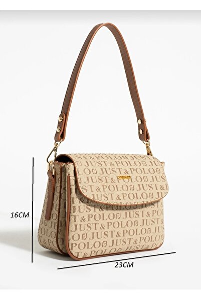 Just Polo Women's Sand Tan Two Straps Adjustable Long Strap Shoulder Bag Tm40...