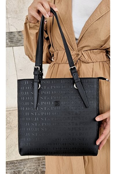 Just Polo JP JUSTPOLO WOMEN'S BLACK LARGE SIZE 4 COMPARTMENT SHOULDER BAG TOT...