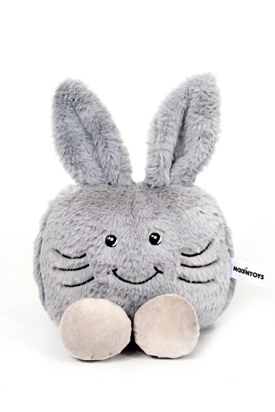 Toyaso Çocuk Sevimli Emoji Peluş Tavşan Yastık Uyku Arkadaşı Gri 35 cm
