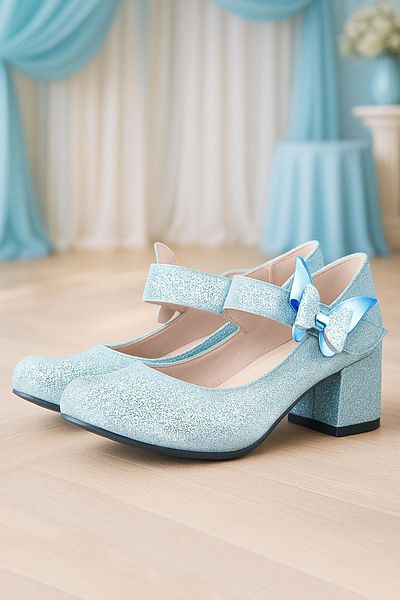 hapshoe Winx Blue Sparkling Butterfly Girls Shoes High Heels